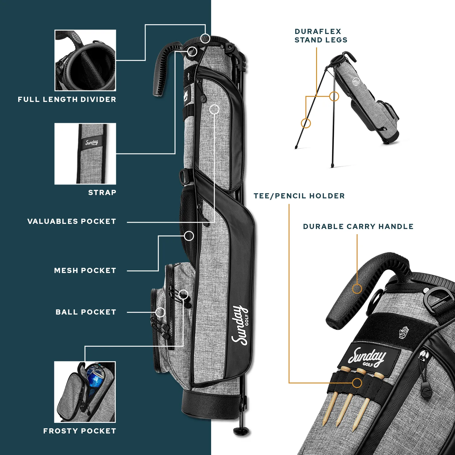 The Loma | Navy   Gold Par 3 Bag