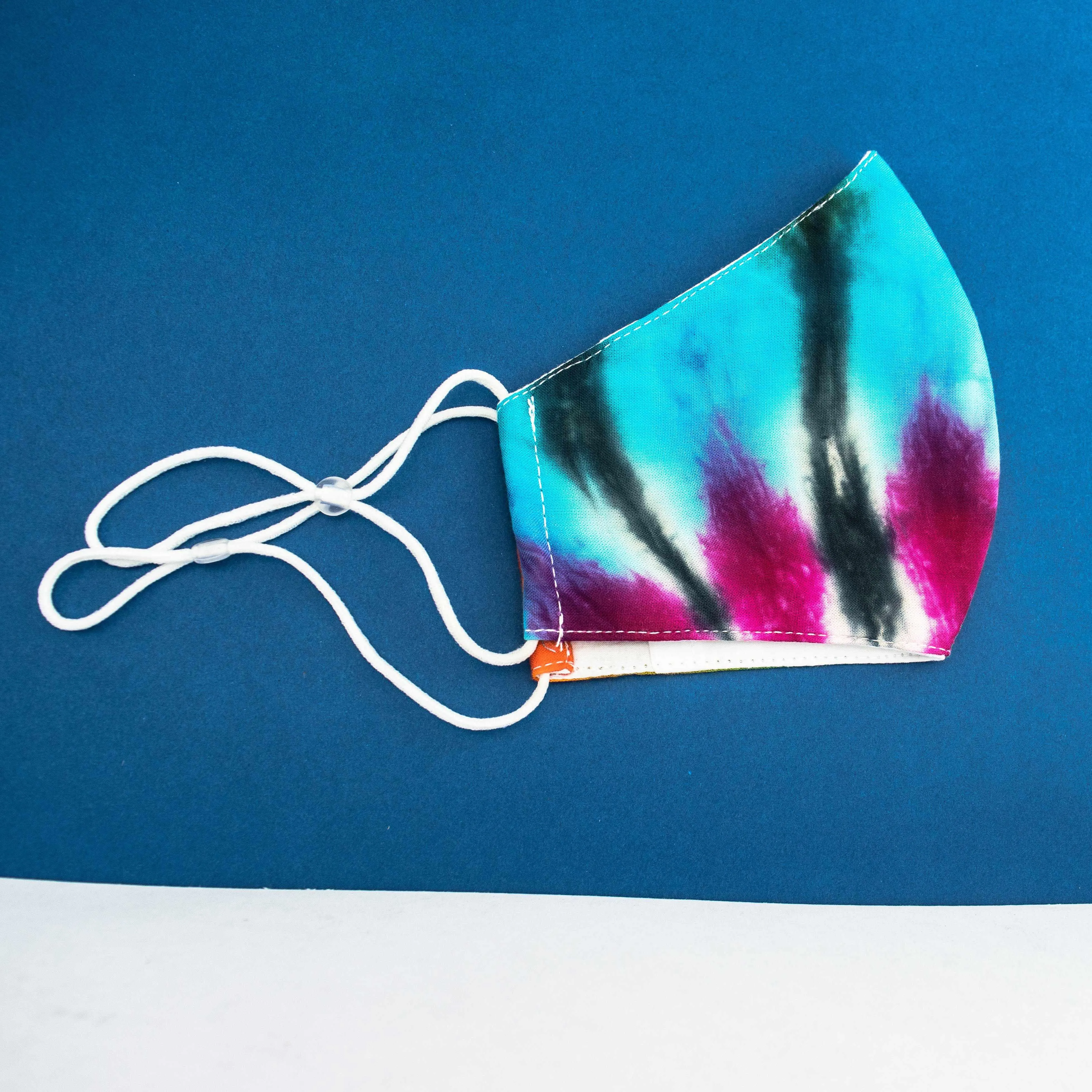 Tie Dye Curved Face Mask with Filter Pocket & Adjustable Ear Elastic - Thailand