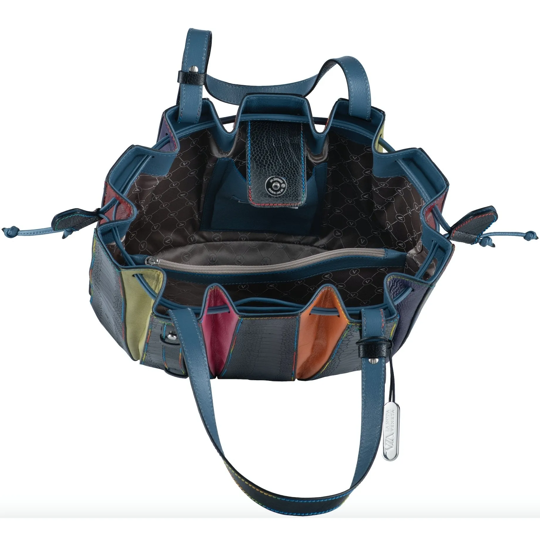 Via Veneta Provoque Fern Ostrich Leg Handbag | Black Multi