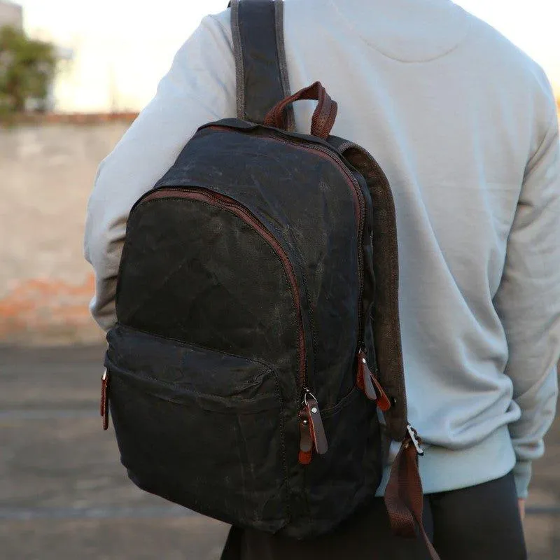 Vintage Waxed Canvas Backpack Mens