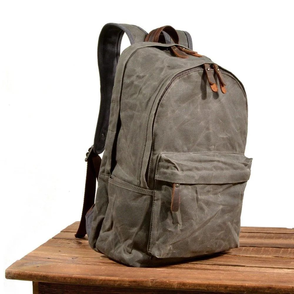 Vintage Waxed Canvas Backpack Mens