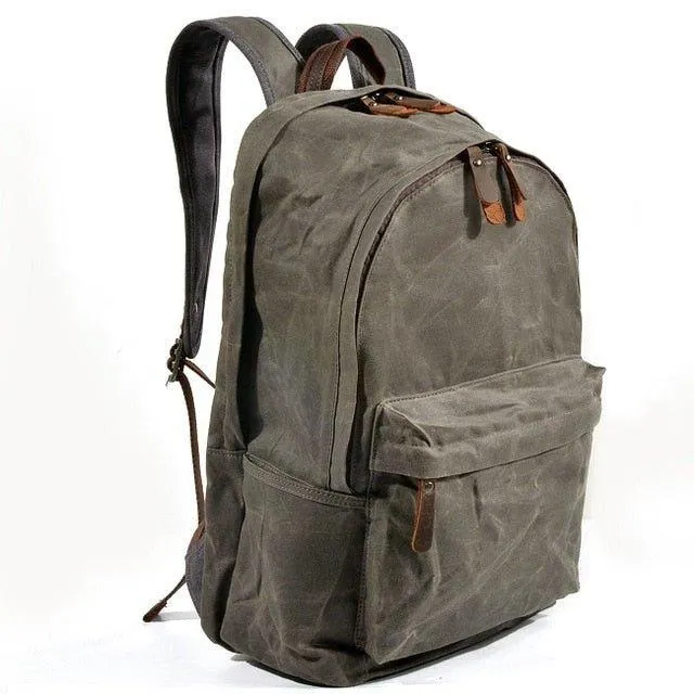 Vintage Waxed Canvas Backpack Mens
