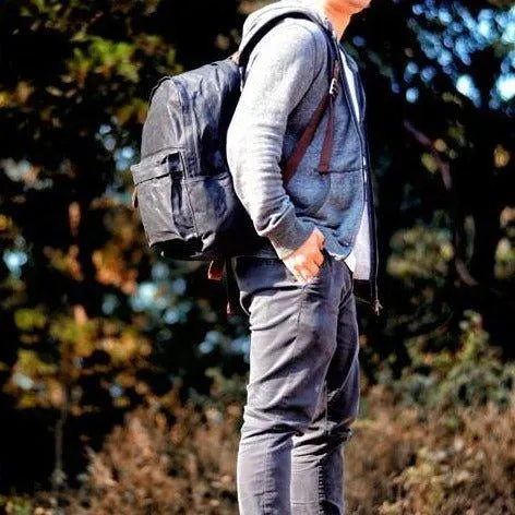 Vintage Waxed Canvas Backpack Mens