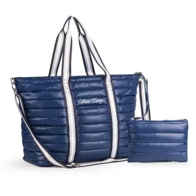 Viva Terry Women's quilted Weekender tote Bag with Pouch (Navy)