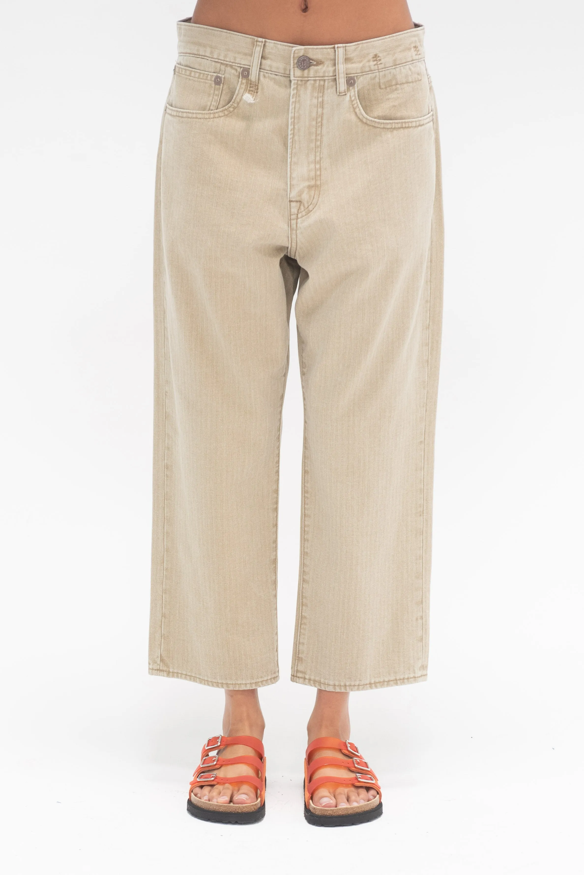 X-Bf Jean, Khaki Herringbone Twill